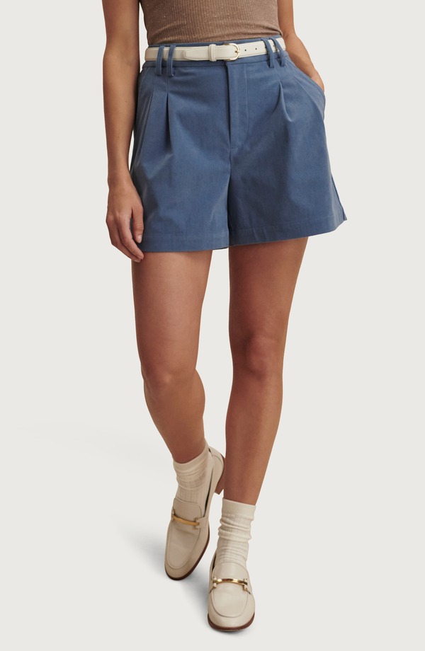 バーレイ レディース ボトムス ハーフパンツ・ショーツ コーデュロイ プリーツ ショートパンツ Varley Jorden Pleated Corduroy Shorts Bijou Blue ブルー