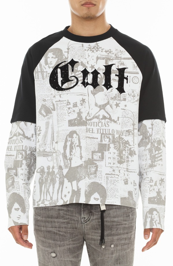 カルト オブ インディビジュアリティ メンズ トップス Tシャツ Cult of Individuality Layered Long Sleeve Raglan T-Shirt White ホワイト