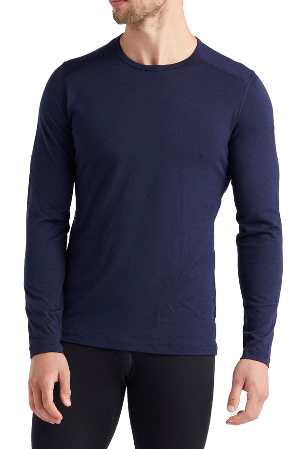 アイスブレーカー メンズ トップス Tシャツ ウール Icebreaker Oasis Long Sleeve Wool Base Layer T-Shirt Midnight Navy ネイビー
