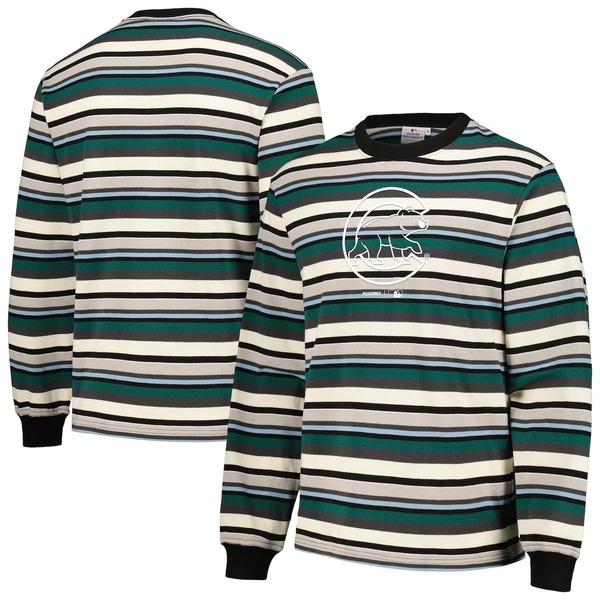 プレジャーズ メンズ トップス プルオーバー Men\u0027s PLEASURES Cream/Green Chicago Cubs Ballpark Long Sleeve T-Shirt Cream 皮膚軟化剤