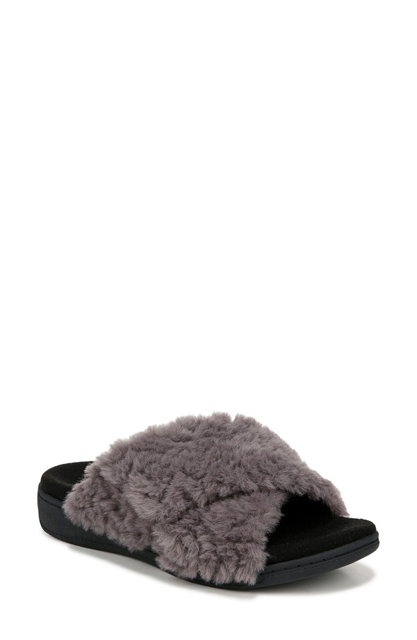 バイオニック レディース シューズ サンダル プラスサイズ Vionic Relax II Plush Slide Sandal Charcoal チャコール|ReVida 店