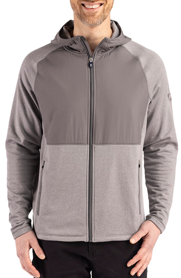 カッターアンドバック メンズ アウター ジャケット・ブルゾン フリース Cutter \u0026 Buck Peshastin Fleece Hybrid Jacket Elemental Grey Heather グレー