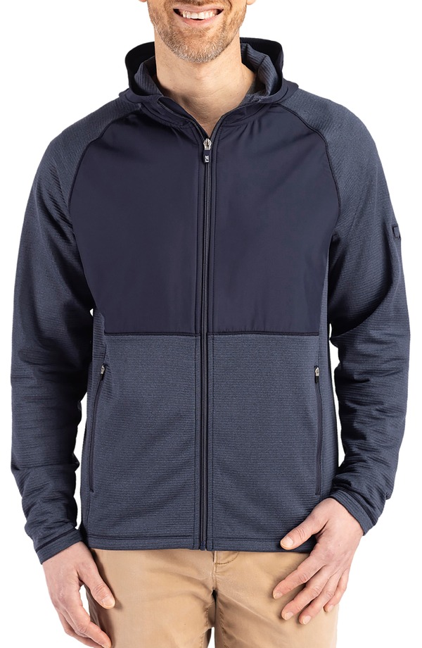 カッターアンドバック メンズ アウター ジャケット・ブルゾン フリース Cutter \u0026 Buck Peshastin Fleece Hybrid Jacket Navy Blue Heather ヘザー
