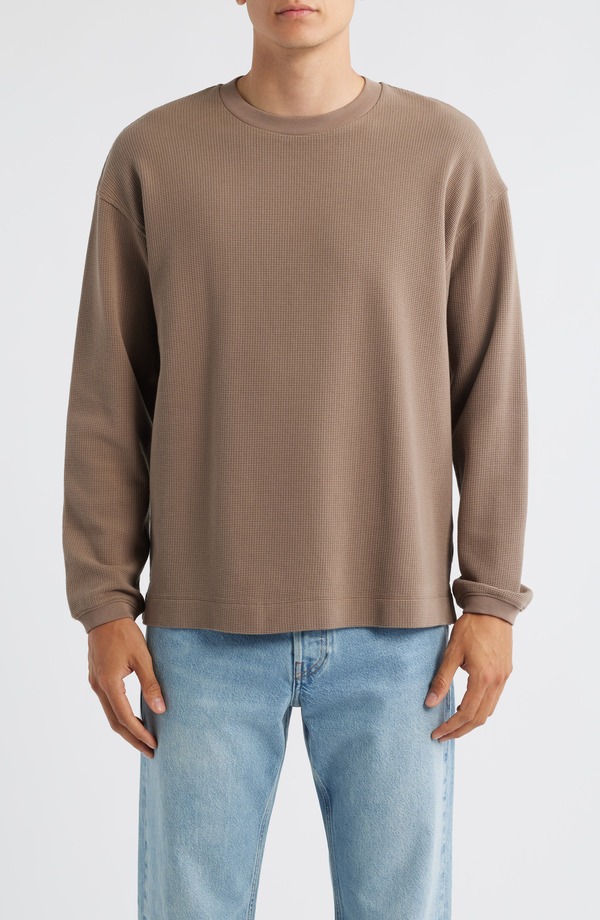 フレーム メンズ トップス Tシャツ FRAME Long Sleeve Waffle Stitch T-Shirt Latte Brown ブラウン