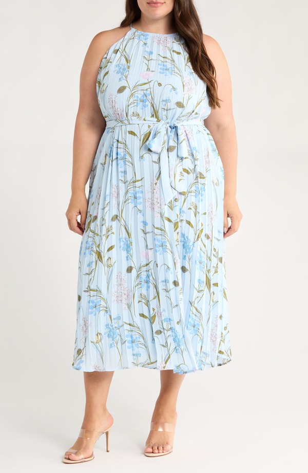 シュガーリップス レディース トップス ワンピース フラワー柄 ミディ フラワー SUGARLIPS Leida Floral Pleat Midi Dress Baby Blue ブルー 22,260円