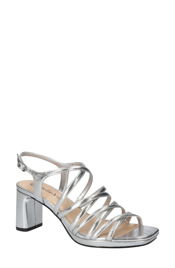 ベラヴィータ レディース シューズ 踵 サンダル Bella Vita Damsel Slingback Sandal Silver Metallic しろがね色