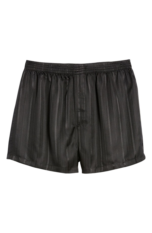 マジェスティック メンズ アンダー御召しもの ボクサーズボン下 遊撃手ズボン下 地絹 Majestic International Herringbone Stripe Silk Boxer Shorts Night 縞模様