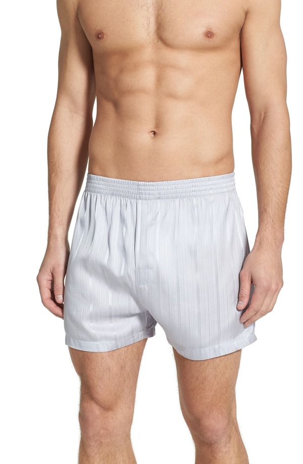マジェスティック メンズ アンダー御召しもの ボクサーズボン下 遊撃手ズボン下 地絹 Majestic International Herringbone Stripe Silk Boxer Shortsilver しろがね色