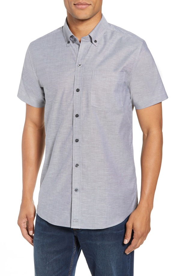 カッターアンドバック メンズ トップス シャツ レギュラーフィット オックスフォード Cutter & Buck Tailoregular Fit Oxford Sport Shirt Charcoal チャコール