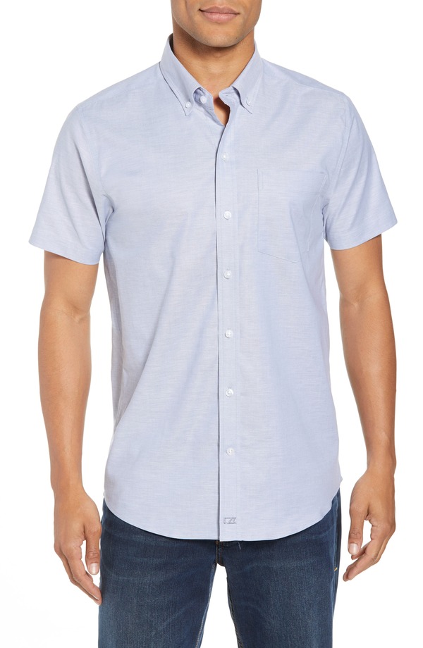 カッターアンドバック メンズ トップス シャツ レギュラーフィット オックスフォード Cutter & Buck Tailoregular Fit Oxford Sport Shirt Light Blue ブルー