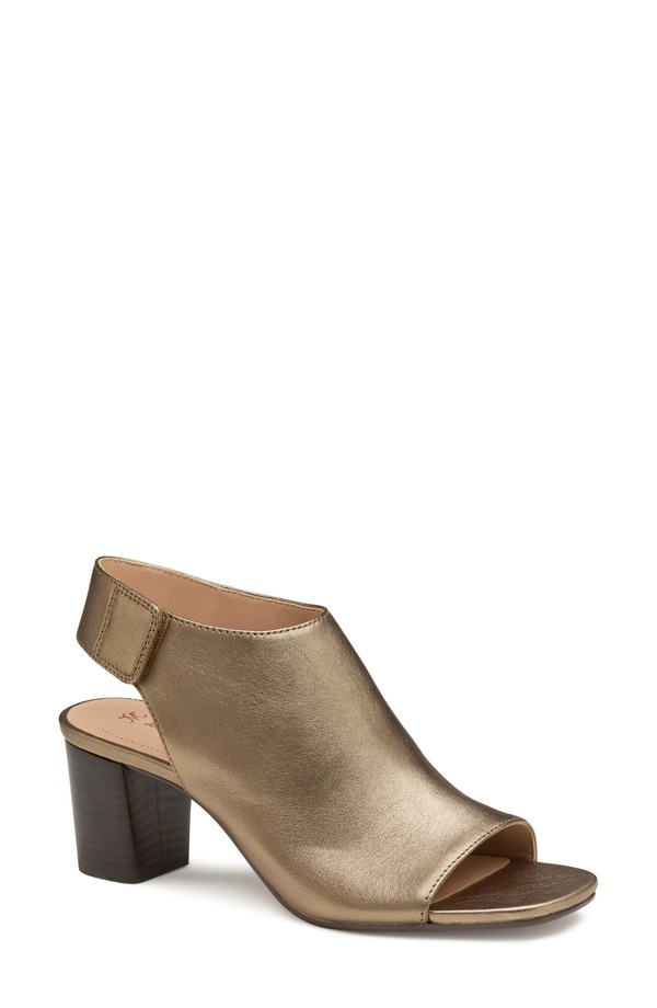 ジョンストンアンドマーフィー レディース シューズ 踵 サンダル ブーツ Johnston \u0026 Murphy Evelyn Open Toe Sandal Bootie Bronze Metallic Shee メタリック