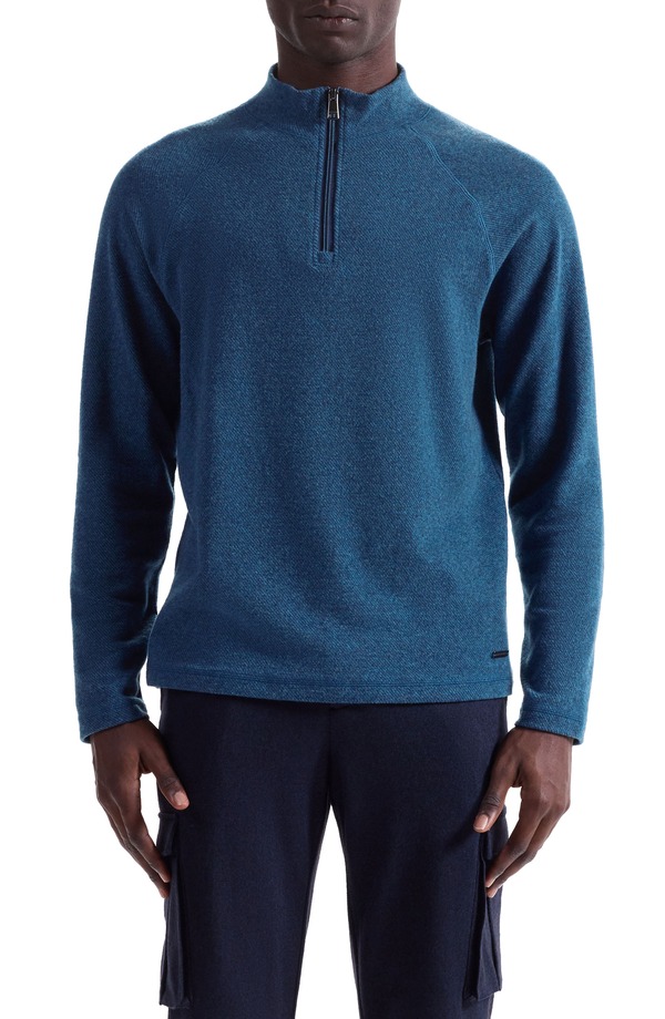 ブガッチ メンズ アウター パーカー・スウェット ハーフジップ コットン Bugatchi Brushed Cotton Blend Quarter Zipullover Navy ネイビー