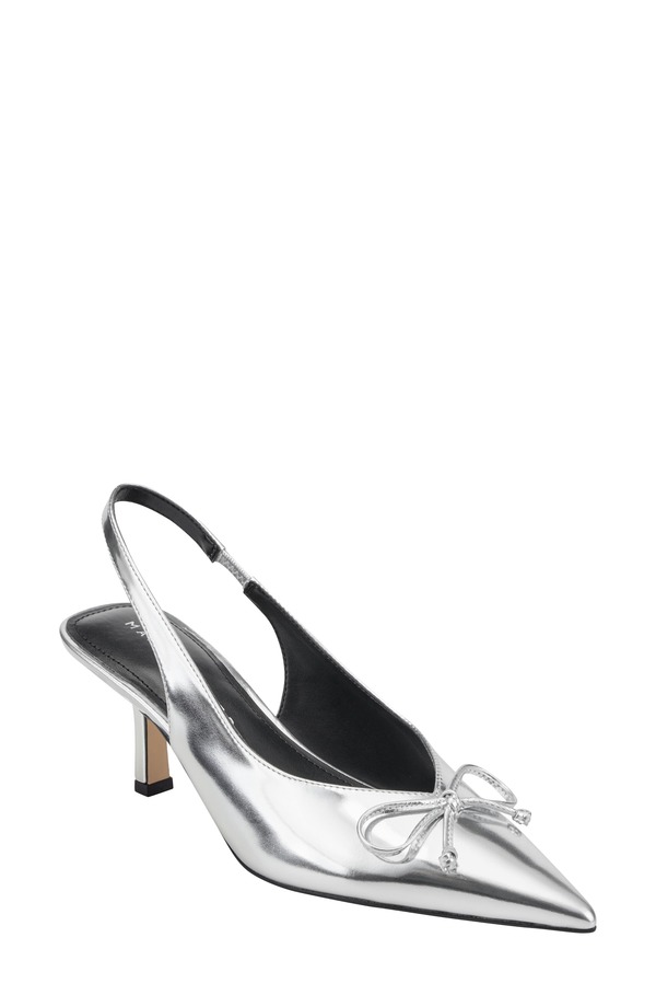 マーク・フィッシャー レディース シューズ ヒール Marc Fisher LTD Gretel Slingback Pointed Toe Bow Pump Silver シルバー