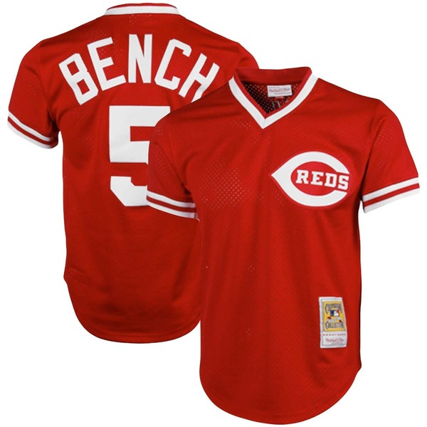 ミッチェル&ネス メンズ トップス シャツ メッシュ トール ジャージー Men's Mitchell & Ness Johnny Bench Red Cincinnati Reds Cooperstown Collection Big & Tall Mesh Batting Practice Jersey Red レッド|ReVida 店