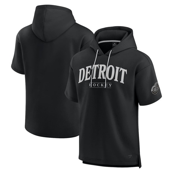 ファナティクス メンズ アウター パーカー・スウェット Men's Fanatics Black Detroit Red Wings Elements Ready Short Sleeve Pullover Hoodie Black ブラック｜ReVida 店