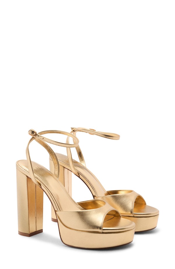 マンゴ レディース シューズ ヒール プラットフォーム サンダル アンクル MANGO Ankle Straplatform Sandal Gold ゴールド