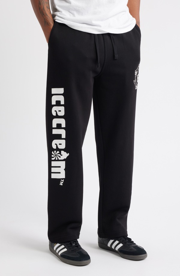 アイスクリーム メンズ ボトムス カジュアルパンツ パイル スウェットパンツ コットン ロゴ グラフィック ICECREAM Verticalogo Cotton French Terry Graphic Sweatpants Black ブラック