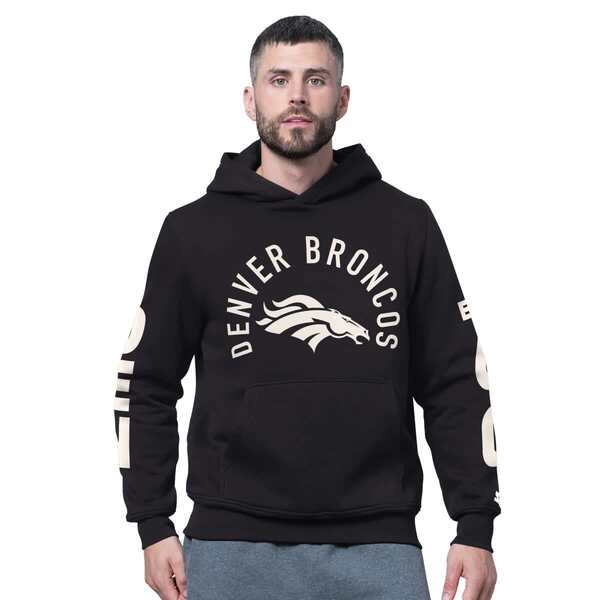 スターター メンズ アウター パーカー・スウェット シャツ フリース Men'starter Black Denver Broncos Handoffleece Hoodie Sweatshirt Black ブラック|ReVida 店