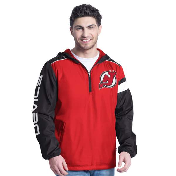 カール バンクス メンズ アウター ジャケット・ブルゾン ジャージー パーカー Men's G-III Sports by Carl Banks Red/Black New Jersey Devils Lateral Half-Zip Hoodie Jacket Red レッド|ReVida 店