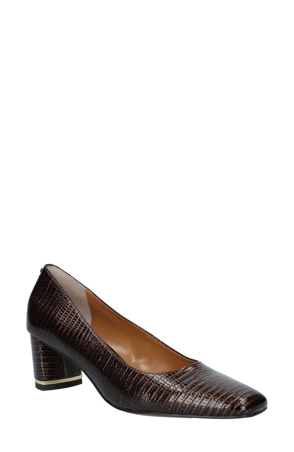ジェイレニー レディース シューズ 踵 J. Rene Olivienne Snakeskin Embossed Pump Cognac