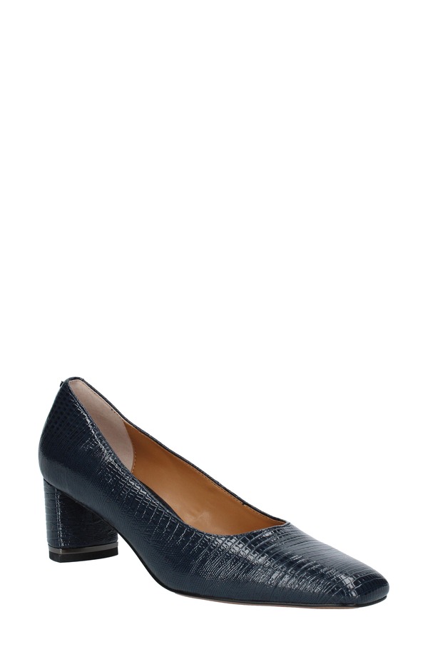ジェイレニー レディース シューズ 踵 J. Rene Olivienne Snakeskin Embossed Pump Navy 米国海軍