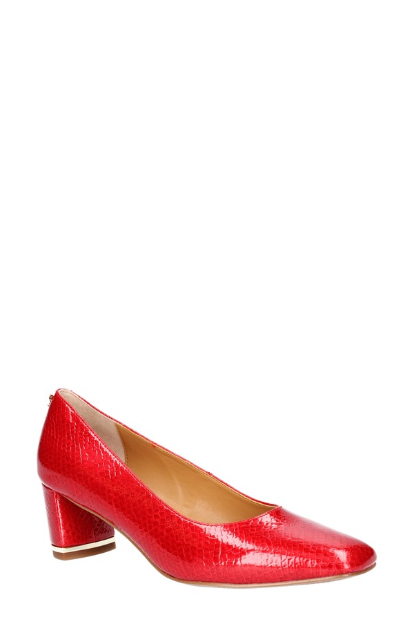 ジェイレニー レディース シューズ 踵 J. Rene Olivienne Snakeskin Embossed Pump Red 赤いこと