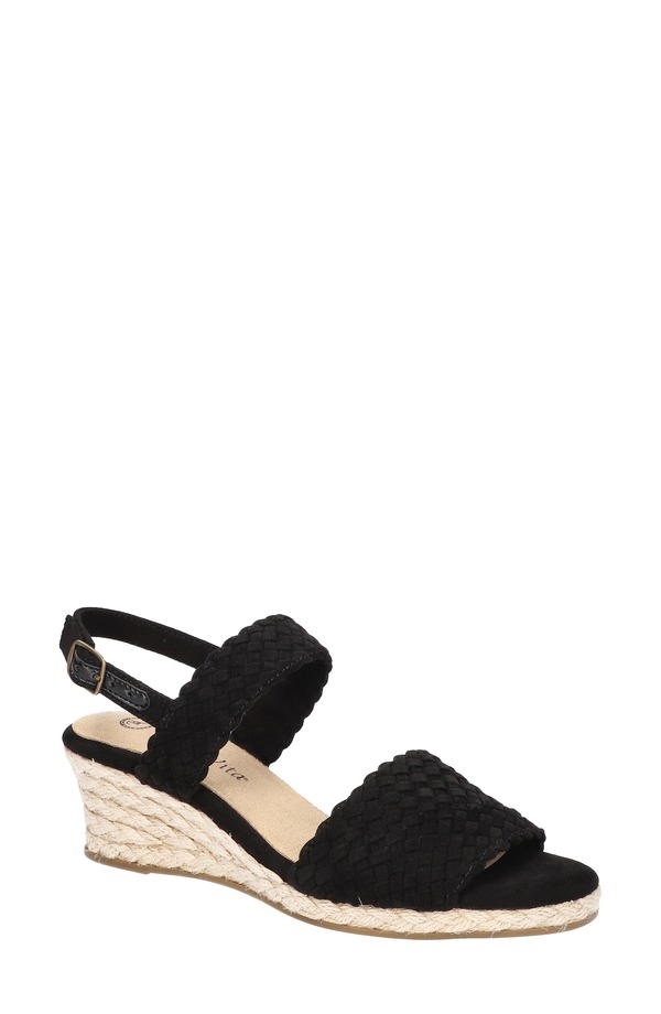 ベラヴィータ レディース シューズ 踵 サンダル Bella Vita Mariella Slingback Wedge Sandal Black Suede 黒いこと