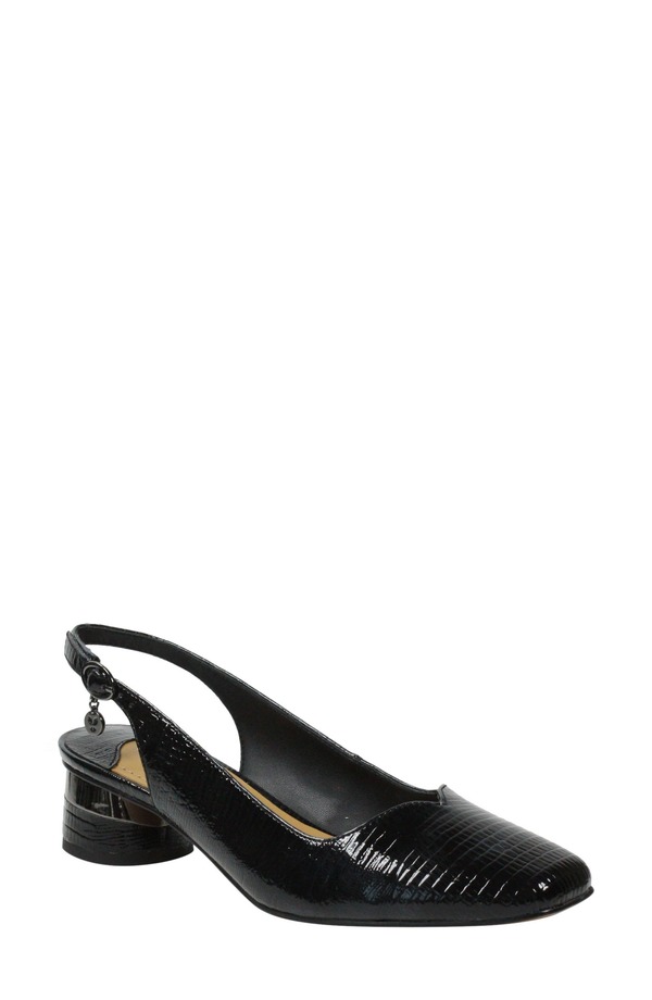 ジェイレニー レディース シューズ 踵 J. Rene Taveta Slingback Pump Black Lizard Print 黒いこと