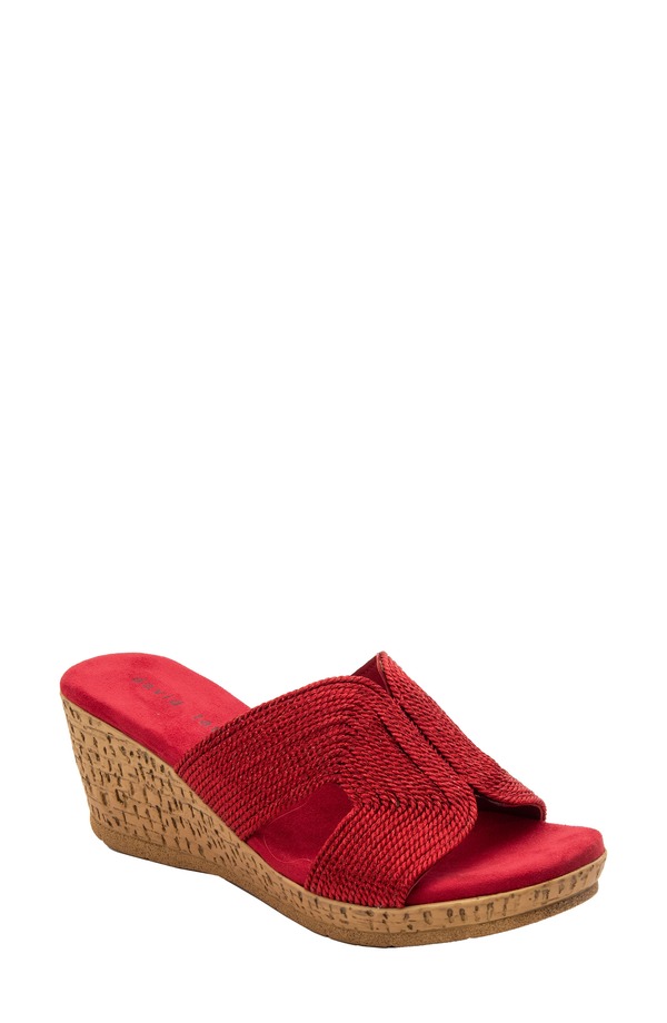 ダイビッドテイト レディース シューズ 踵 サンダル David Tate Vibe Wedge Slide Sandal Red 赤いこと