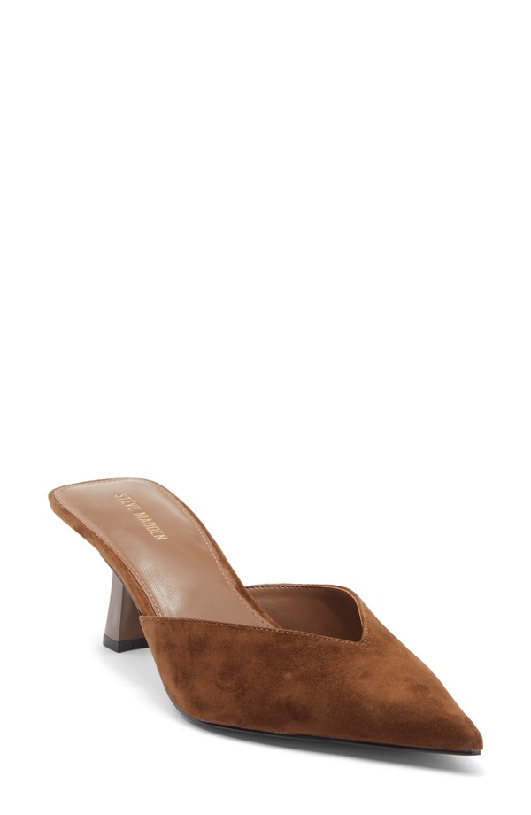 スティーブ マデン レディース シューズ 踵 Steve Madden Mod Pointed Toe Mule Pump Brown Suede 赤銅色