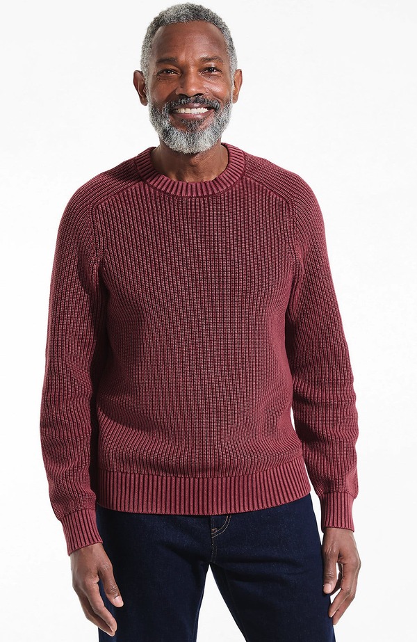 ランズエンド メンズ アウター パーカー・スウェット クルーネック セーター コットン Lands' Endrifter Cotton Crewneck Sweater Burgundy Spritz バーガンディ