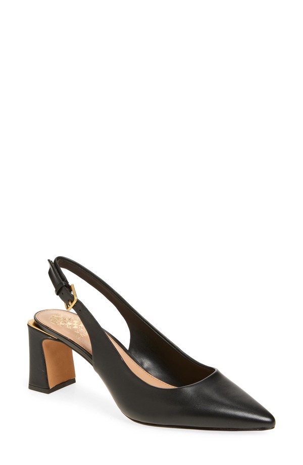 ヴィンスカムート レディース シューズ 踵 Vince Camuto Hamden Pointed Toe Slingback Pump Black Deluxe Nappa Le 黒いこと