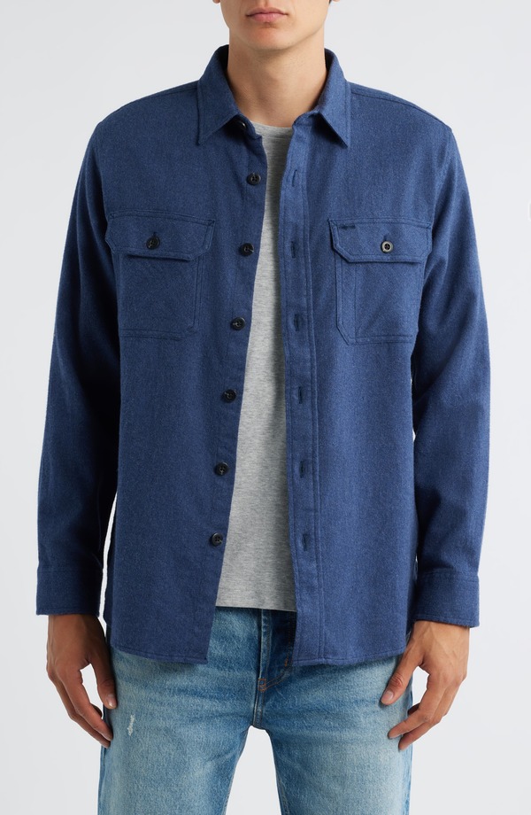 ペンドルトン メンズ トップス シャツ Pendleton Burnside Solid Flannel Button-Up Shirt Navy Heather ヘザー｜ReVida 店