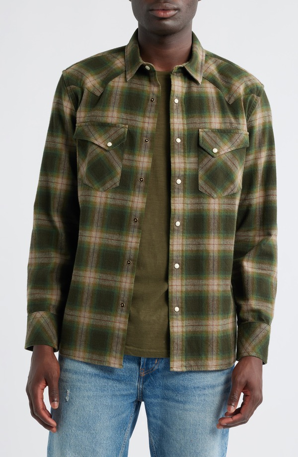 ペンドルトン メンズ トップス シャツ コットン Pendleton Wyatt Plaid Cotton Snap-Up Shirt Olive Multi Plaid オリーブ