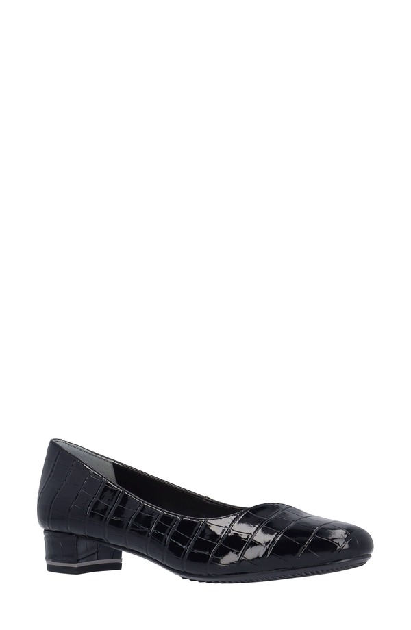 ジェイレニー レディース シューズ 踵 J. Rene Bambalina Croc Embossed Block Heel Pump Black 黒いこと