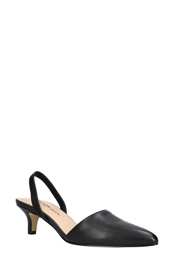 ベラヴィータ レディース シューズ 踵 Bella Vita Sarah Slingback Pointed Toe Kitten Heel Pump Black Leather 黒いこと