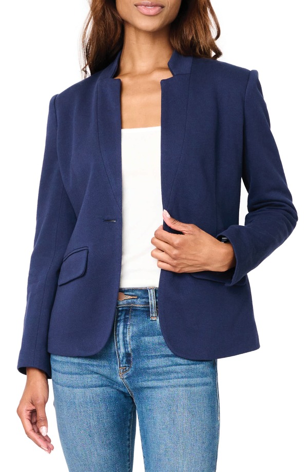 ギブソンルック レディース アウター ジャケット・ブルゾン コットン ブレザー ニット GIBSONLOOK Inverted Notch Collar Cotton Blend Knit Blazer Navy Peacoat ネイビー