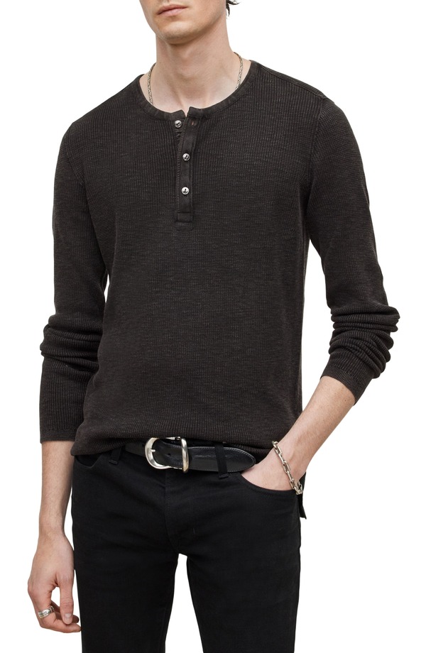 ジョンバルベイトス メンズ トップス Tシャツ John Varvatos Memphis Waffle Long Sleeve Henley Black ブラック 22,792円