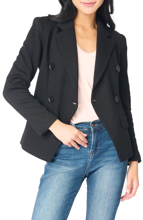 ギブソンルック レディース アウター ジャケット・ブルゾン コットン ブレザー GIBSONLOOK Double Breasted Cotton Blend Blazer Black ブラック