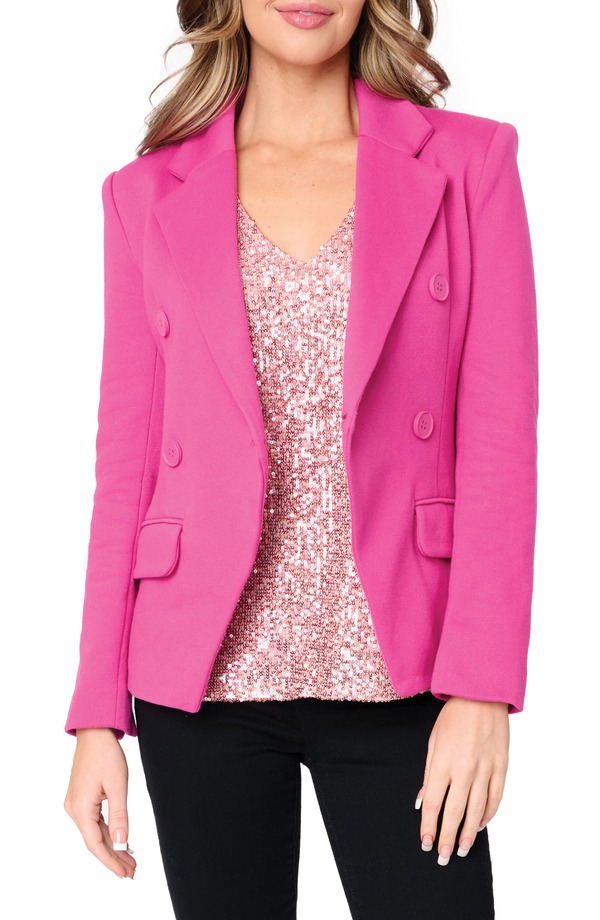 ギブソンルック レディース アウター ジャケット・ブルゾン コットン ブレザー GIBSONLOOK Double Breasted Cotton Blend Blazer Neon Berry