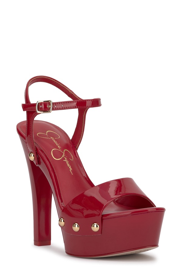 ジェシカシンプソン レディース シューズ 踵 プラットホーム サンダル アンクル Jessica Simpson Calentankle Straplatform Sandal Red Muse 赤いこと