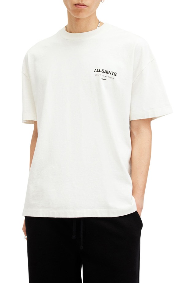 オールセインツ メンズ トップス Tシャツ グラフィック AllSaints Underground Oversize Graphic T-Shirt Ashen White ホワイト