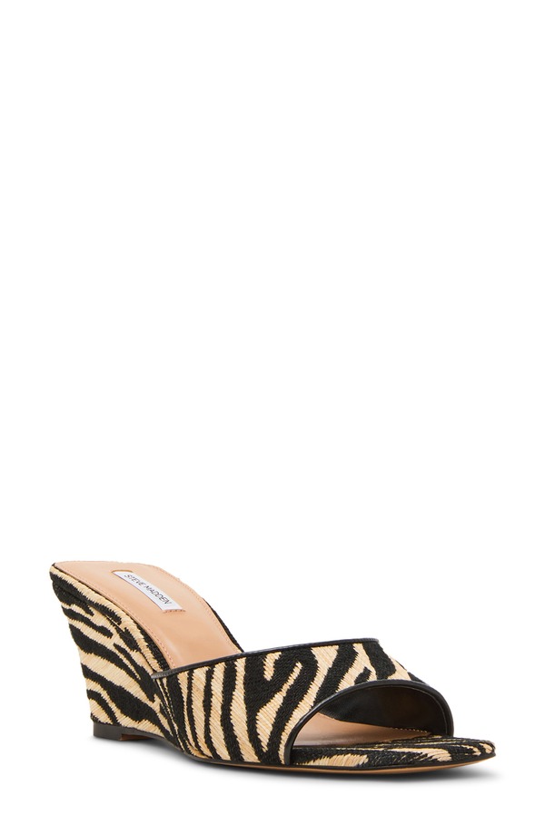 スティーブ マデン レディース シューズ 踵 サンダル Steve Madden Seleste Wedge Slide Sandal Zebraffia 毛の荒物