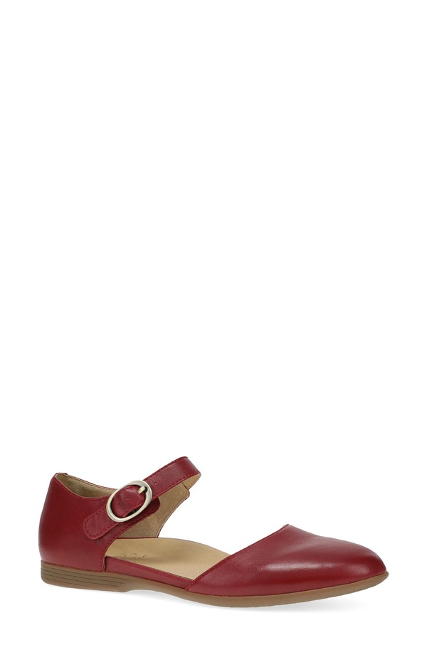 ダンスコ レディース シューズ パンプス アンクル Dansko Liv Ankle Strap Flat Red Nappa レッド