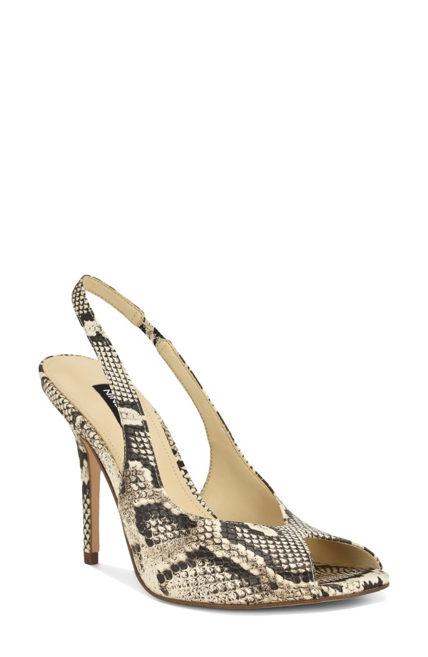 ナインウェスト レディース シューズ 踵 Nine West Pretta Slingback Peep Toe Pump Light Natural