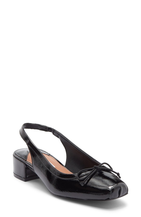 スティーブ マデン レディース シューズ 踵 なめし革 Steve Madden Loved Square Toe Patent Leather Slingback Pump Black Crinkle Patent 黒いこと