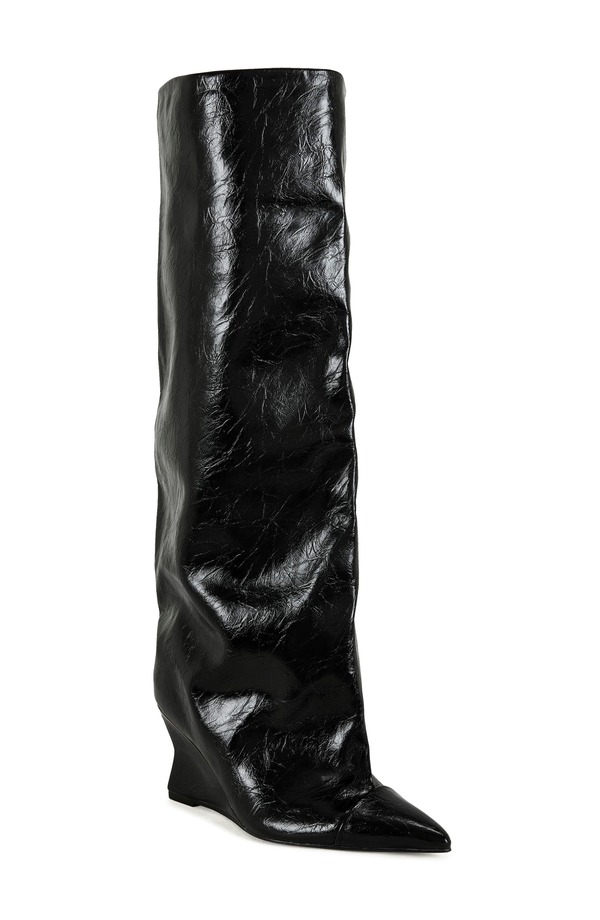 アザレア ワン レディース シューズ ブーツ・レインブーツ AZALEA WANG Kenya Wide Shaft Wedge Boot Black ブラック|ReVida 店