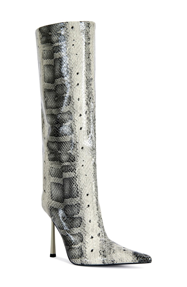 アザレア ワン レディース シューズ ブーツ・レインブーツ AZALEA WANG Madeye Snakeskin Embossed Knee High Boot Grey Multi グレー｜ReVida 店