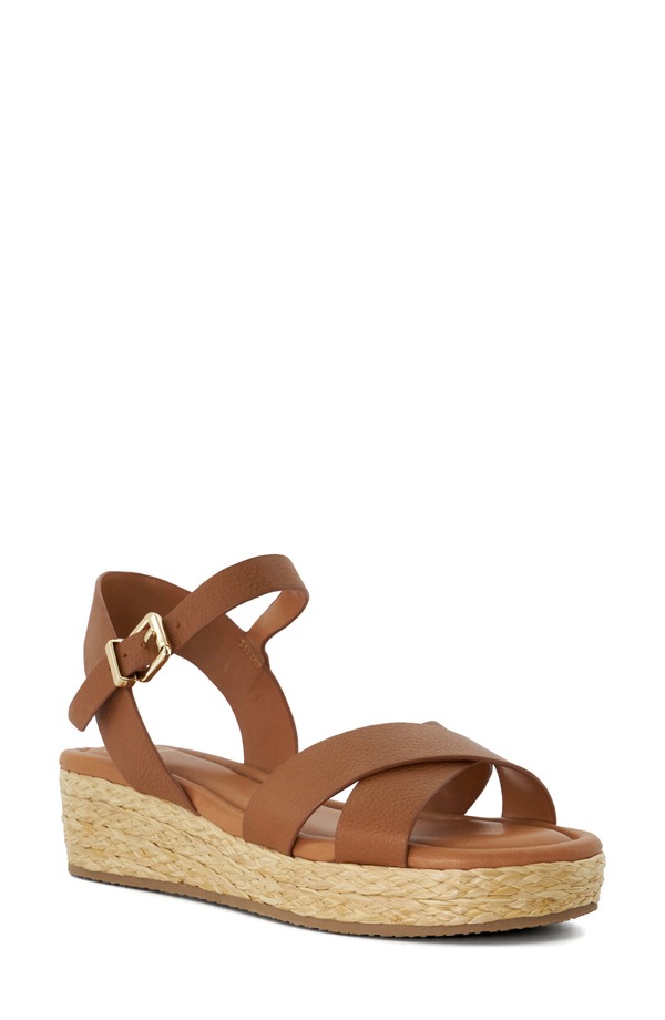 デューンロンドン レディース シューズ 踵 プラットホーム サンダル Dune London Linnie Platform Wedge Sandal Dark Tan タン