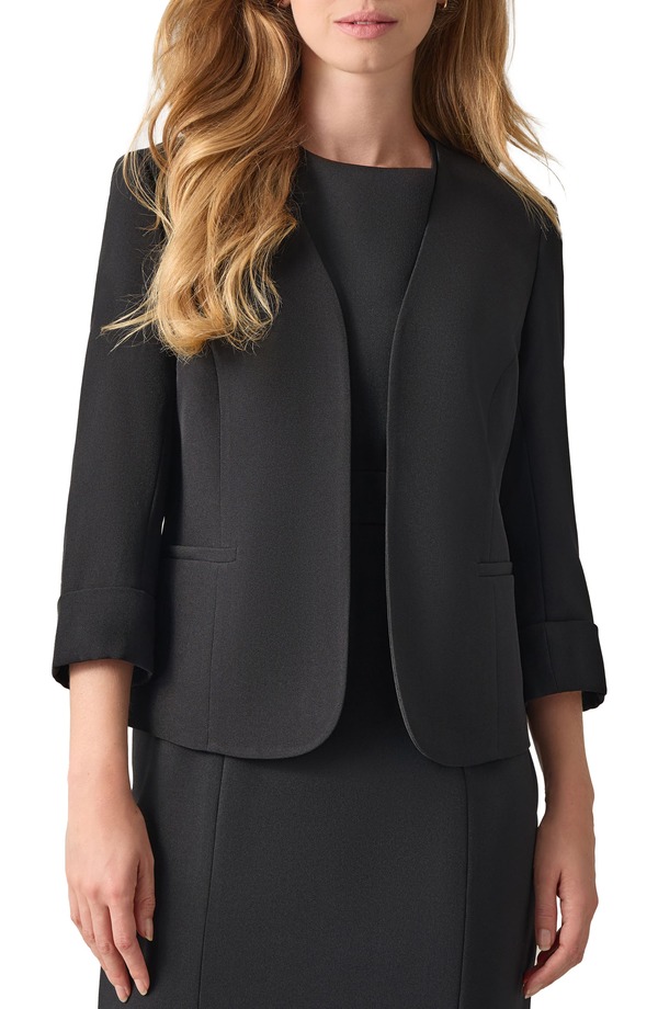 カスパール レディース アウター ジャケット・ブルゾン クレープ カーディガン ブレザー KASPER Cardigan-Style Stretch Crepe Blazer Black ブラック